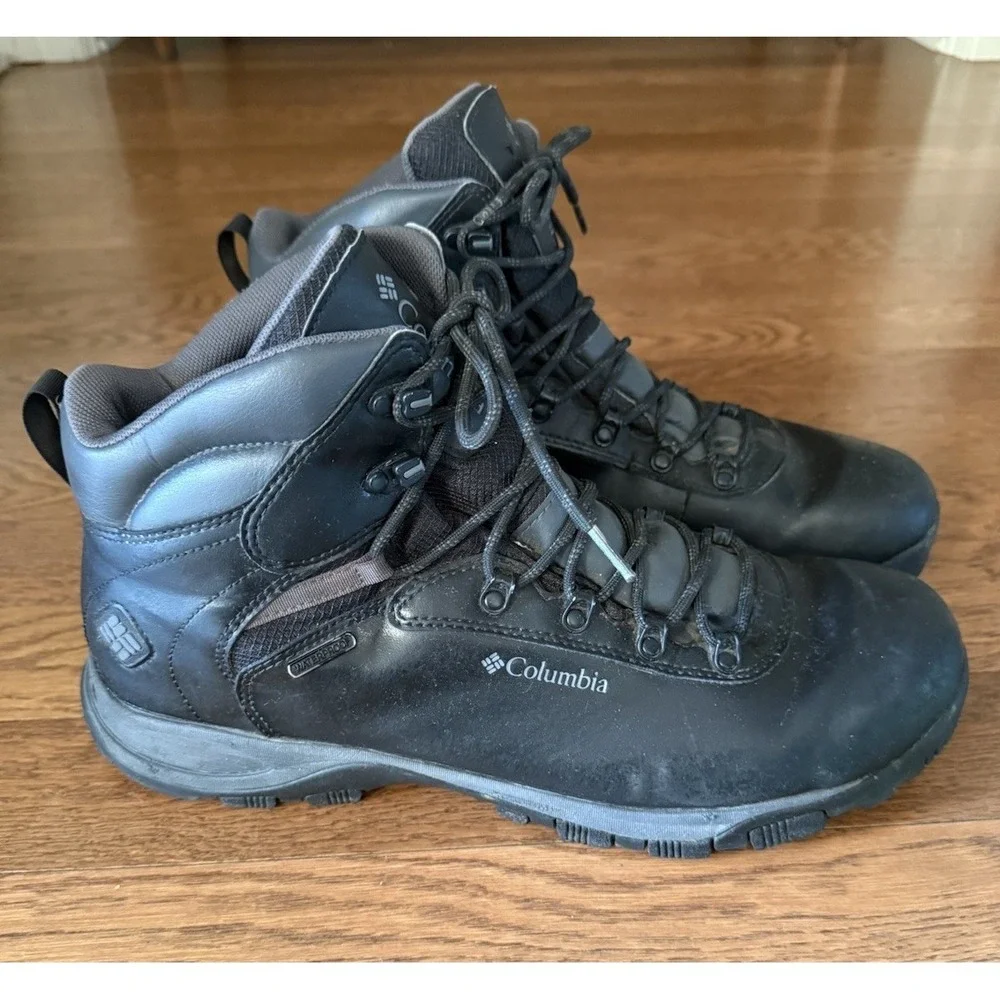 Columbia Newton Ridge Plus Hiking Trail Boots Black Leather Waterproof Mens 14